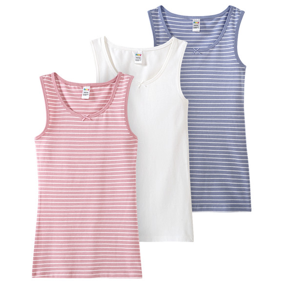 3 meisjesvesten met biologisch katoen lichtblauw / wit / roze
