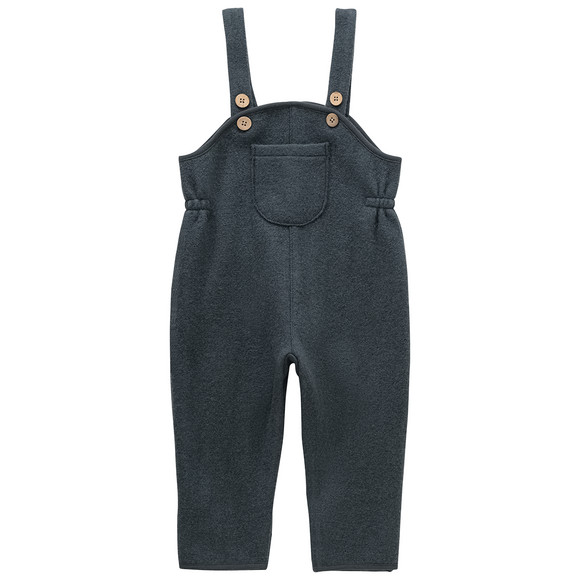 Baby wollen salopette met omgeslagen boorden blauwgrijs