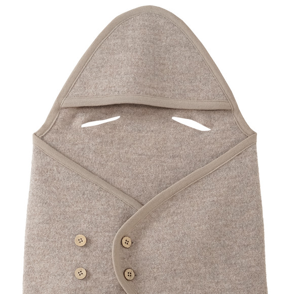 Wollen voetenzak met kap voor pasgeborenen