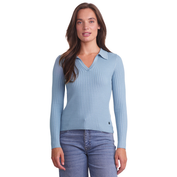 Dames gebreid shirt met polokraag