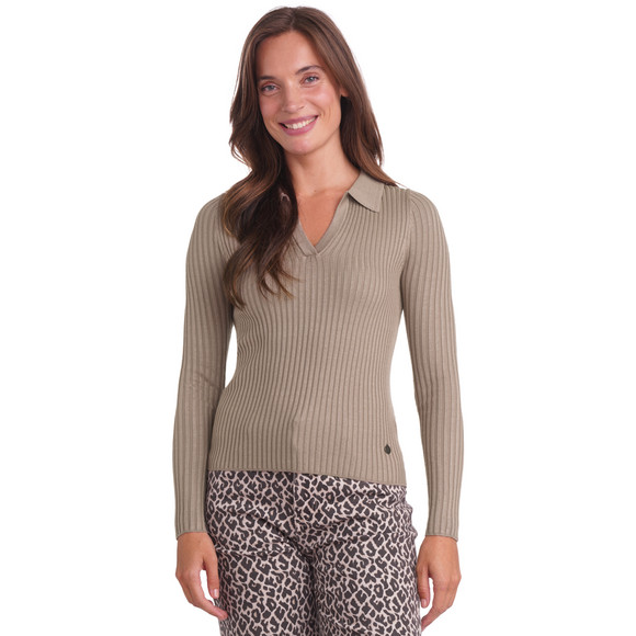 Damen Strickshirt mit Polokragen