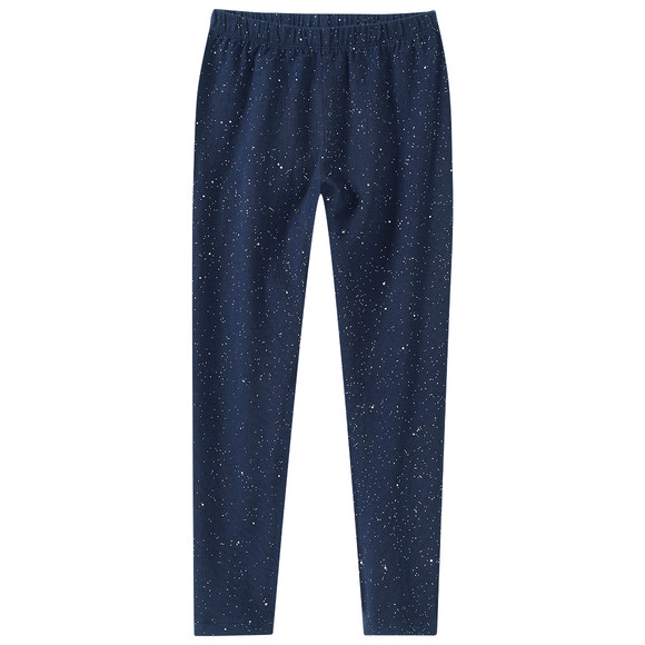 Meisjes leggings met glitterprint donkerblauw