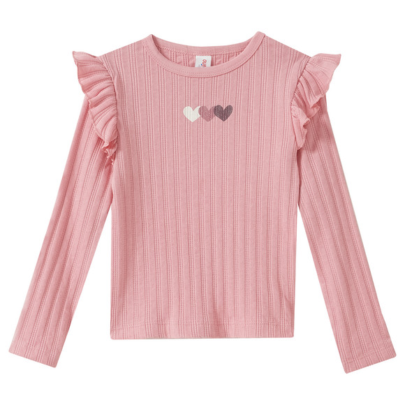 Meisjes T-Shirt lange mouwen met ruches roze