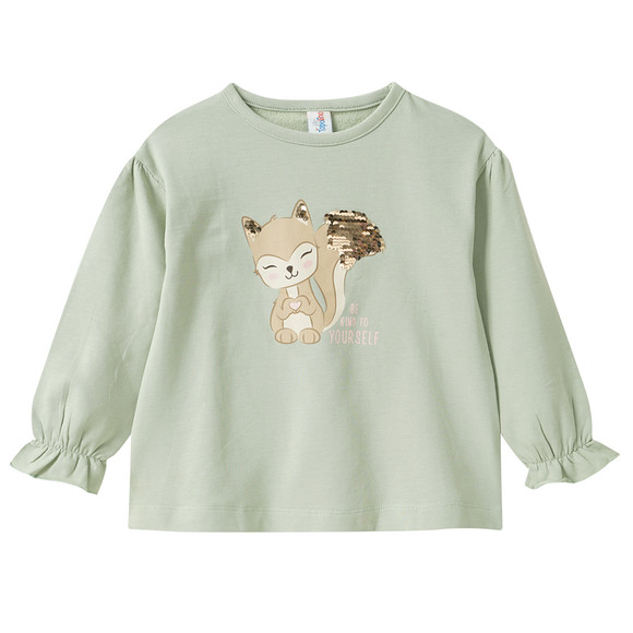 Meisjeshemd met lange mouwen salie