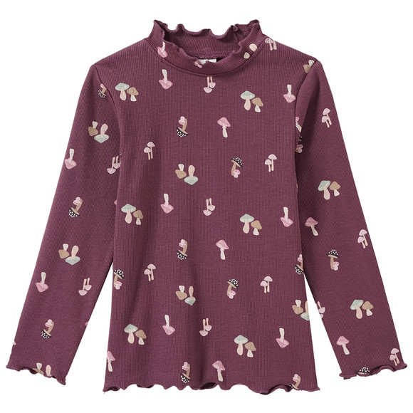 Meisjeshemd met lange mouwen donkerpaars