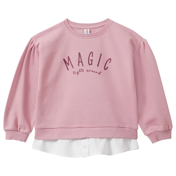 Meisjes sweatshirt in een gelaagde look roze