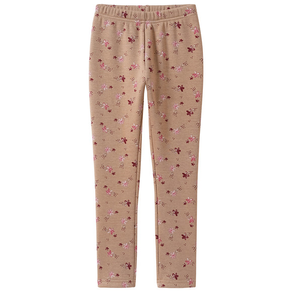 Meisjes leggings met bloemen all-over lichtbruin