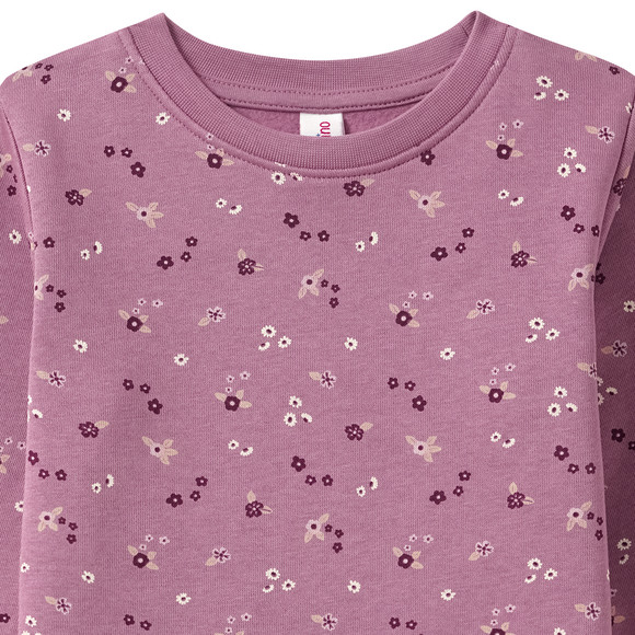 Mädchen Sweatkleid mit Blümchen