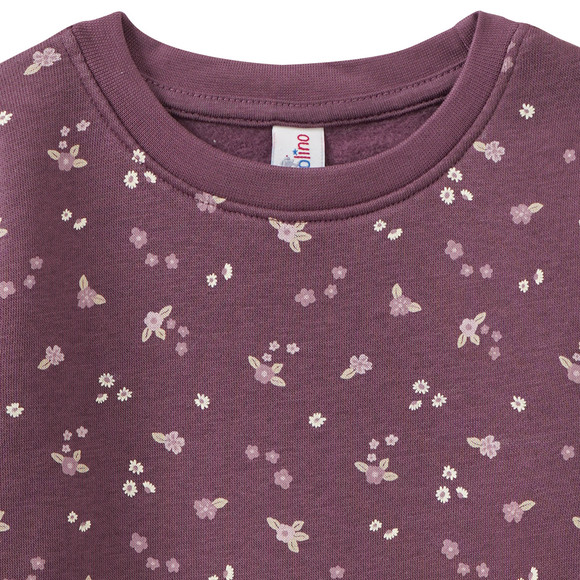 Mädchen Sweatkleid mit Blümchen