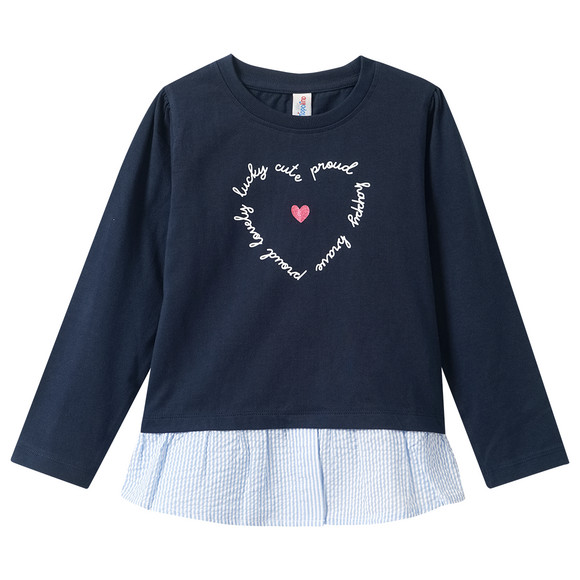 Meisjesshirt met lange mouwen en hartmotief