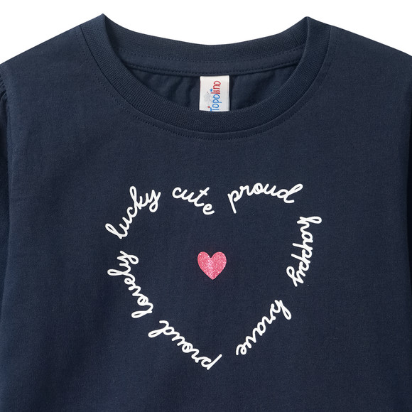 Meisjesshirt met lange mouwen en hartmotief