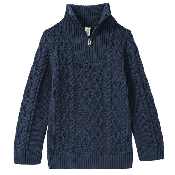 Jongens trui met kabelpatroon donkerblauw