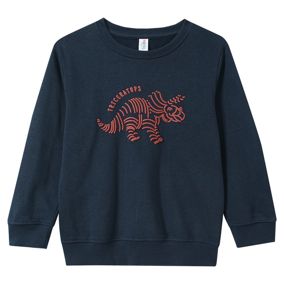 Sweater voor jongens met dinomotief donkerblauw