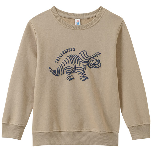 Sweater voor jongens met dinomotief lichtbruin