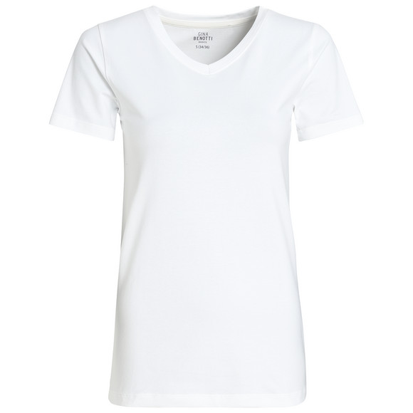 Damen T-Shirt mit V-Ausschnitt weiss