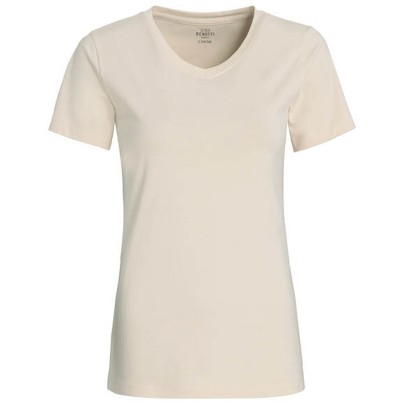 Damen T-Shirt mit V-Ausschnitt beige
