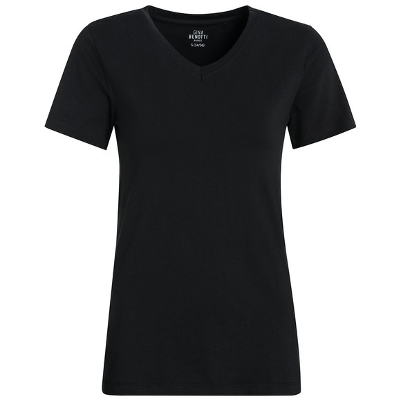 Damen T-Shirt mit V-Ausschnitt schwarz