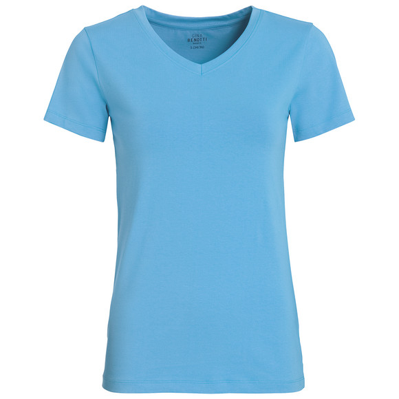Damen T-Shirt mit V-Ausschnitt hellblau