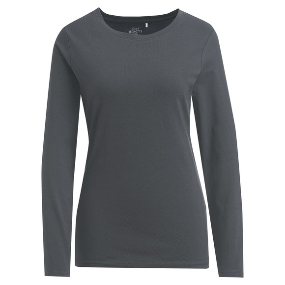 T-Shirt lange mouwen Dames donkergrijs