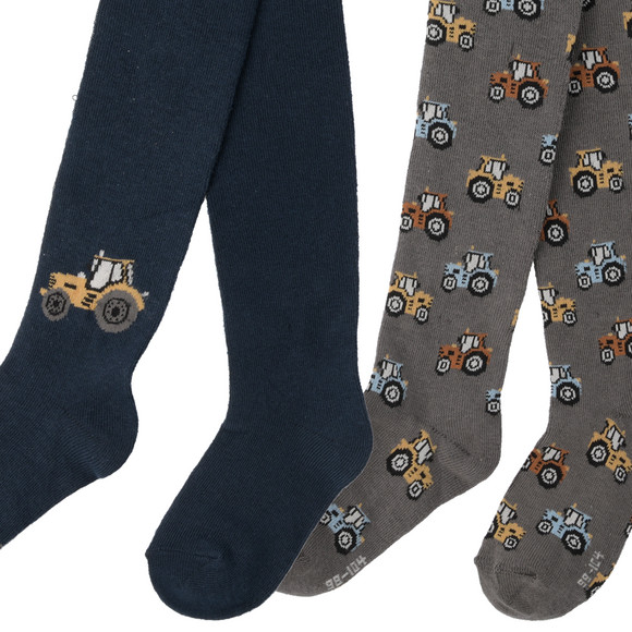 2 Jungen Strumpfhosen mit Traktor-Motiv