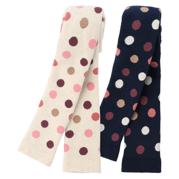 2 badstof leggings met stippen voor meisjes