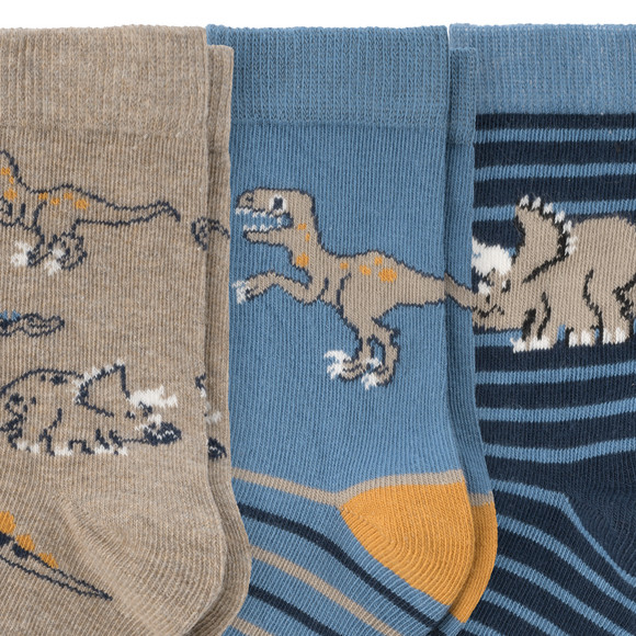 3 Paar Jungen Socken mit Dino-Motiven