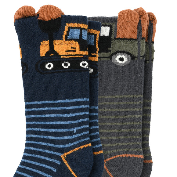2 Paar Jungen Frottee-Socken mit Fahrzeugen