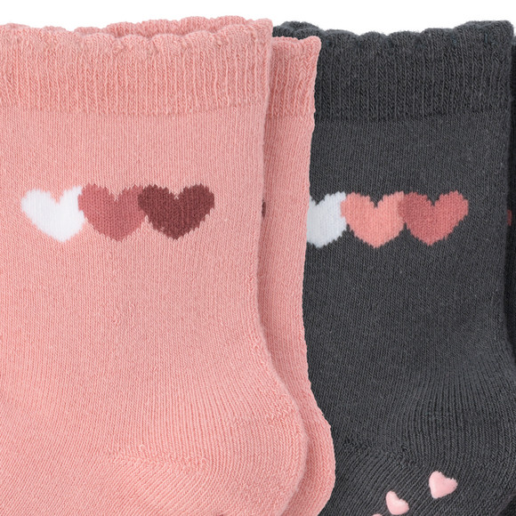 2 Paar Mädchen Stoppersocken mit Herzen