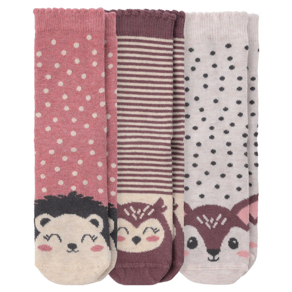 3 Paar Mädchen Socken mit Tier-Motiven
