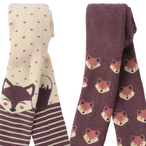 2 Baby Frottee-Strumpfhosen mit Fuchs-Muster 