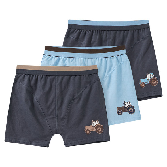 3 Jongens boxers met tractorprint