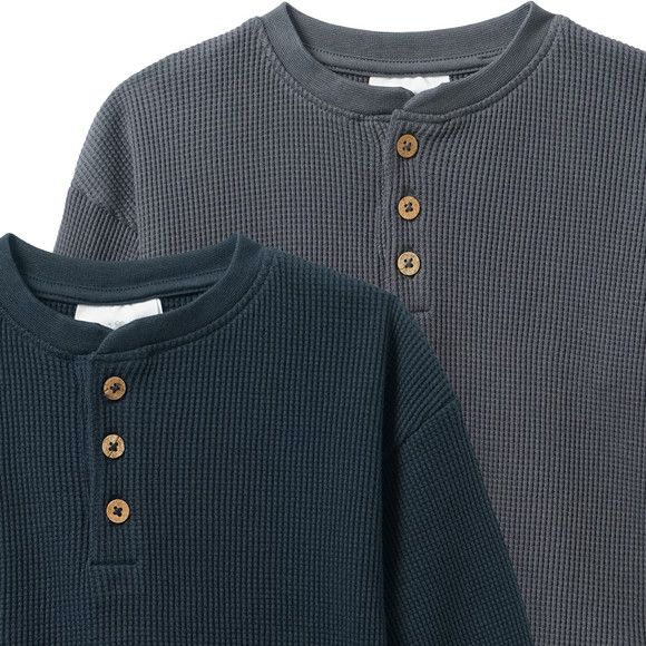 2 babyhemden met lange mouwen in wafelpiqué