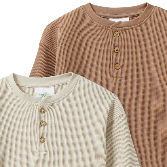 2 babyhemden met lange mouwen in wafelpiqué