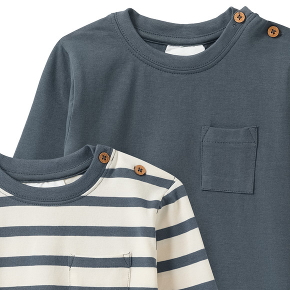 2 babyhemden met lange mouwen en borstzakje