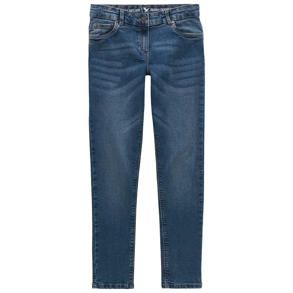 Mädchen Skinny-Jeans mit Used-Waschung dunkelblau