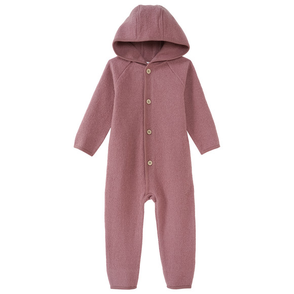 Wollen babyoverall met omgeslagen boorden donkerroze