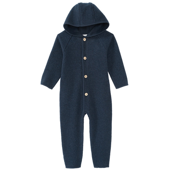 Wollen babyoverall met omgeslagen boorden donkerblauw