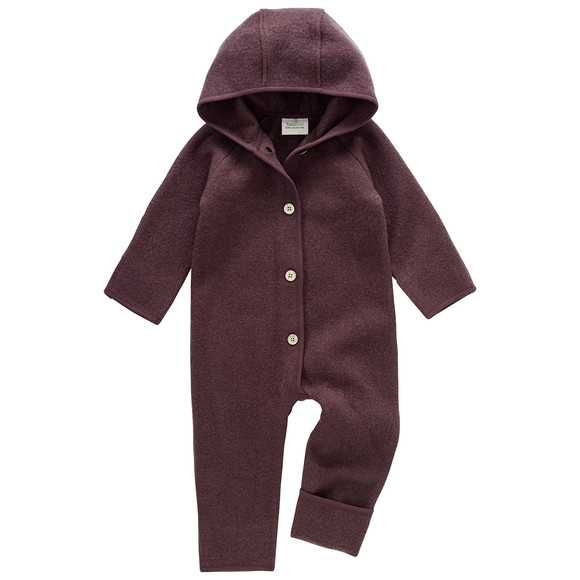 Wollen babyoverall met omgeslagen boorden bruin