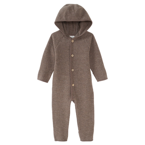 Wollen babyoverall met omgeslagen boorden donkerbruin
