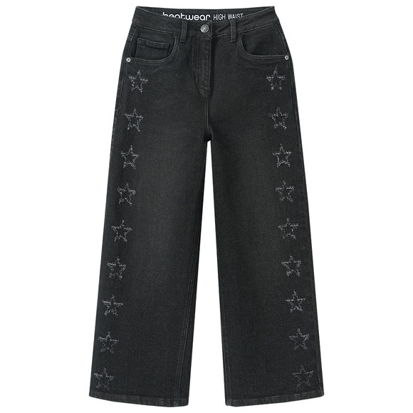 Mädchen Wide-Leg-Jeans mit dezenten Sternen