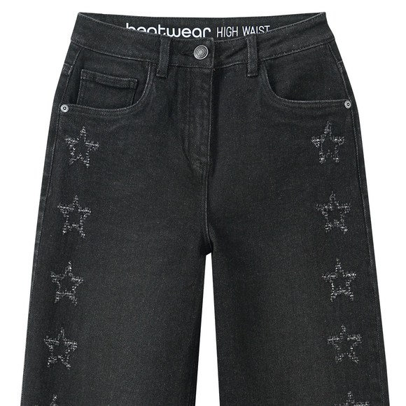 Mädchen Wide-Leg-Jeans mit dezenten Sternen