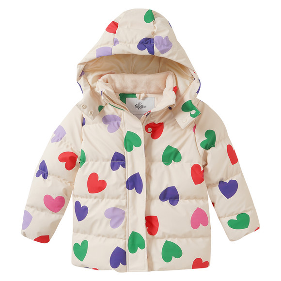 Pufferjack met hartjes voor meisjes crèmewit