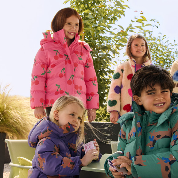 Pufferjack met kersen voor meisjes