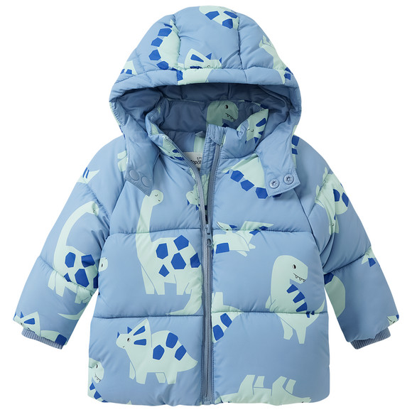 Baby pufferjack met dinosaurus all-over blauw