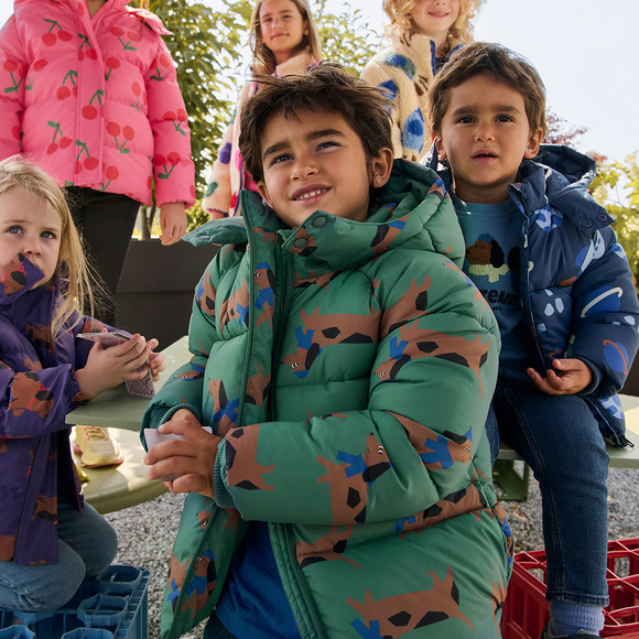 Jungen Pufferjacke mit Dackel-Allover