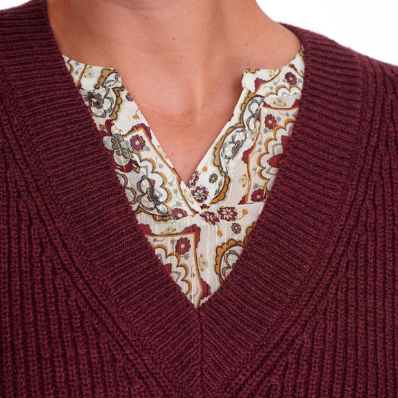 Gebreide damestrui met V-hals