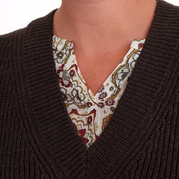 Gebreide damestrui met V-hals