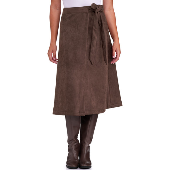 Dames wikkelrok in suède look