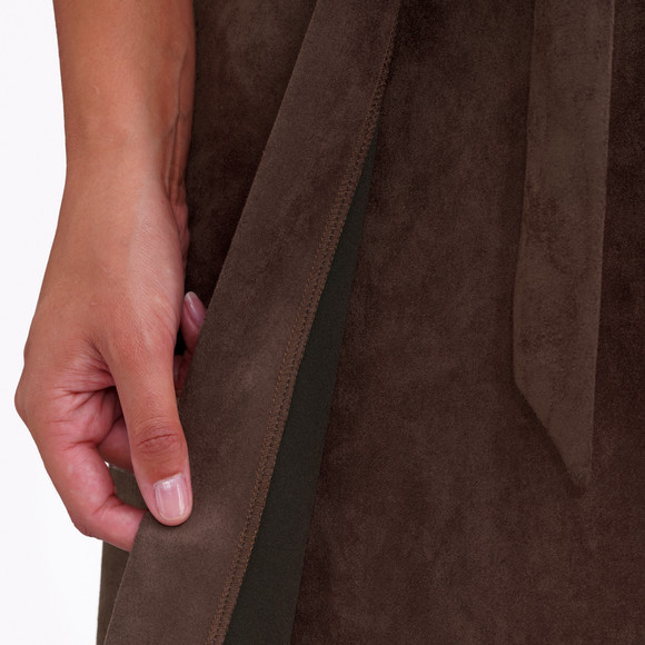Dames wikkelrok in suède look
