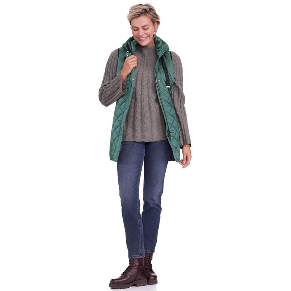 Dames gewatteerd vest met afneembare capuchon